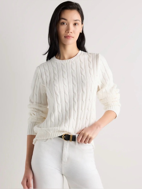 Quince Sweaters - 100% Organic Cotton Cable Crewneck Sweater